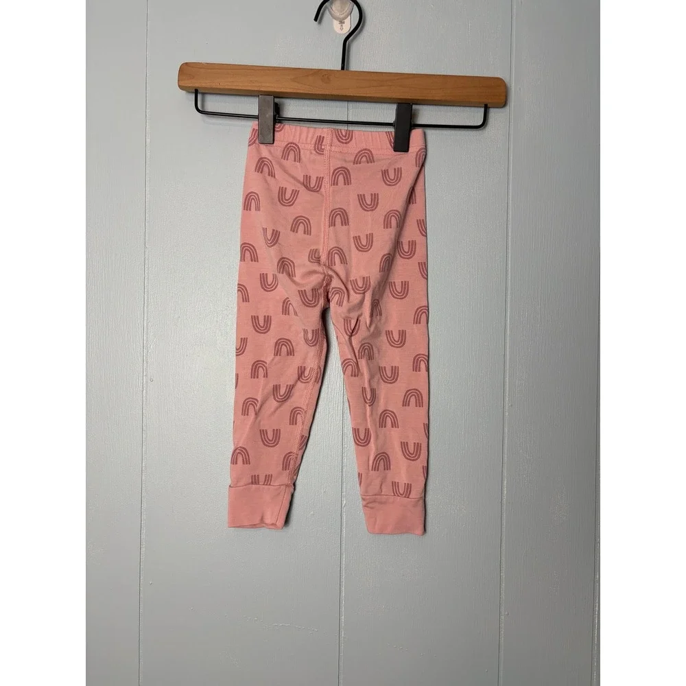 Hanna Andersson Hannasoft Pink Rainbow Tencel Pajama Set Kids Size 2T 85cm